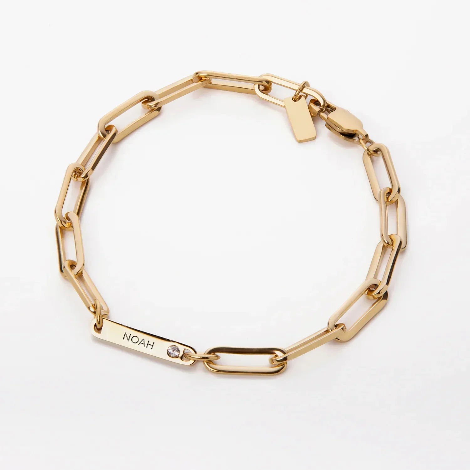 Personalized Name and Birthstone Paperclip Bracelet and Necklace