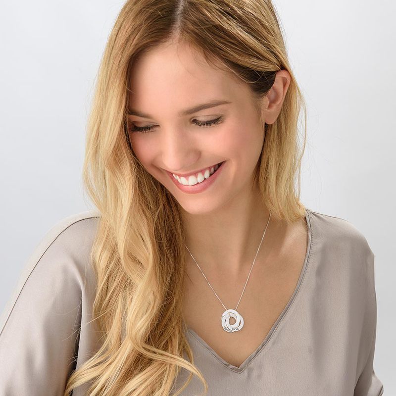Sterling Silver Engraved Name Russian Ring Necklace