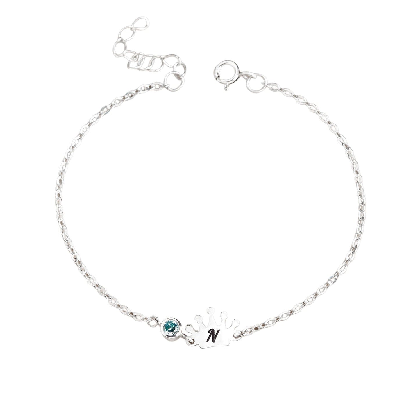 Cute Element Personalized Kids Letter and Birthstone Bracelet