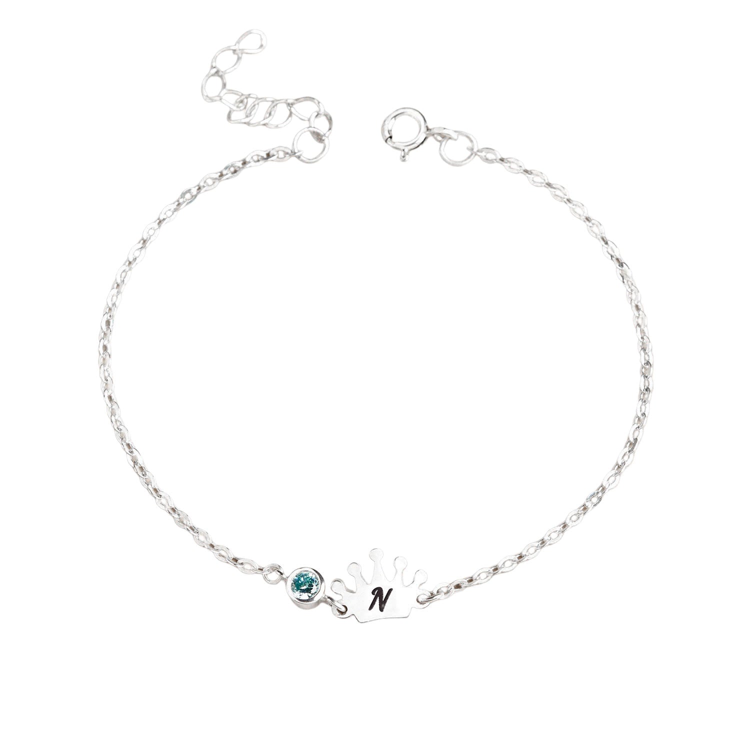 Cute Element Personalized Kids Letter and Birthstone Bracelet