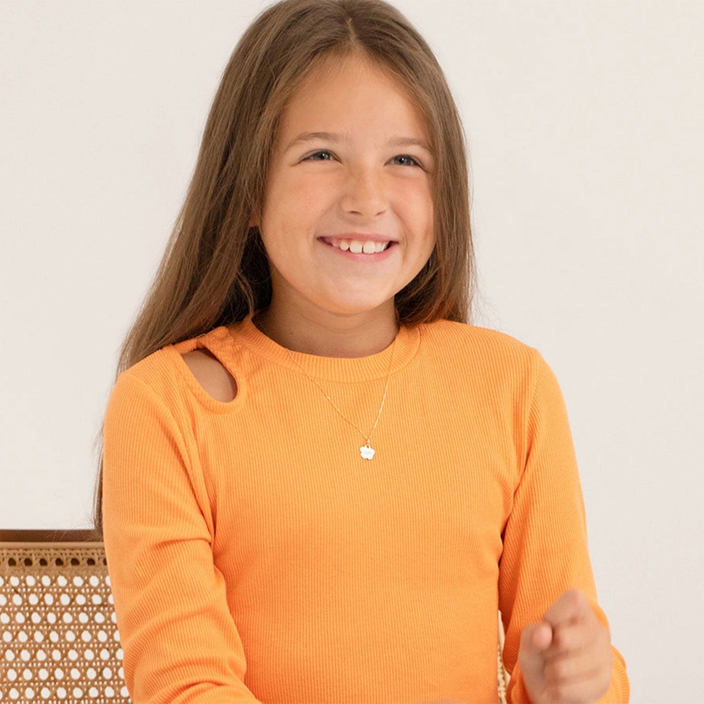 Flower Engraved Name Necklace for Children