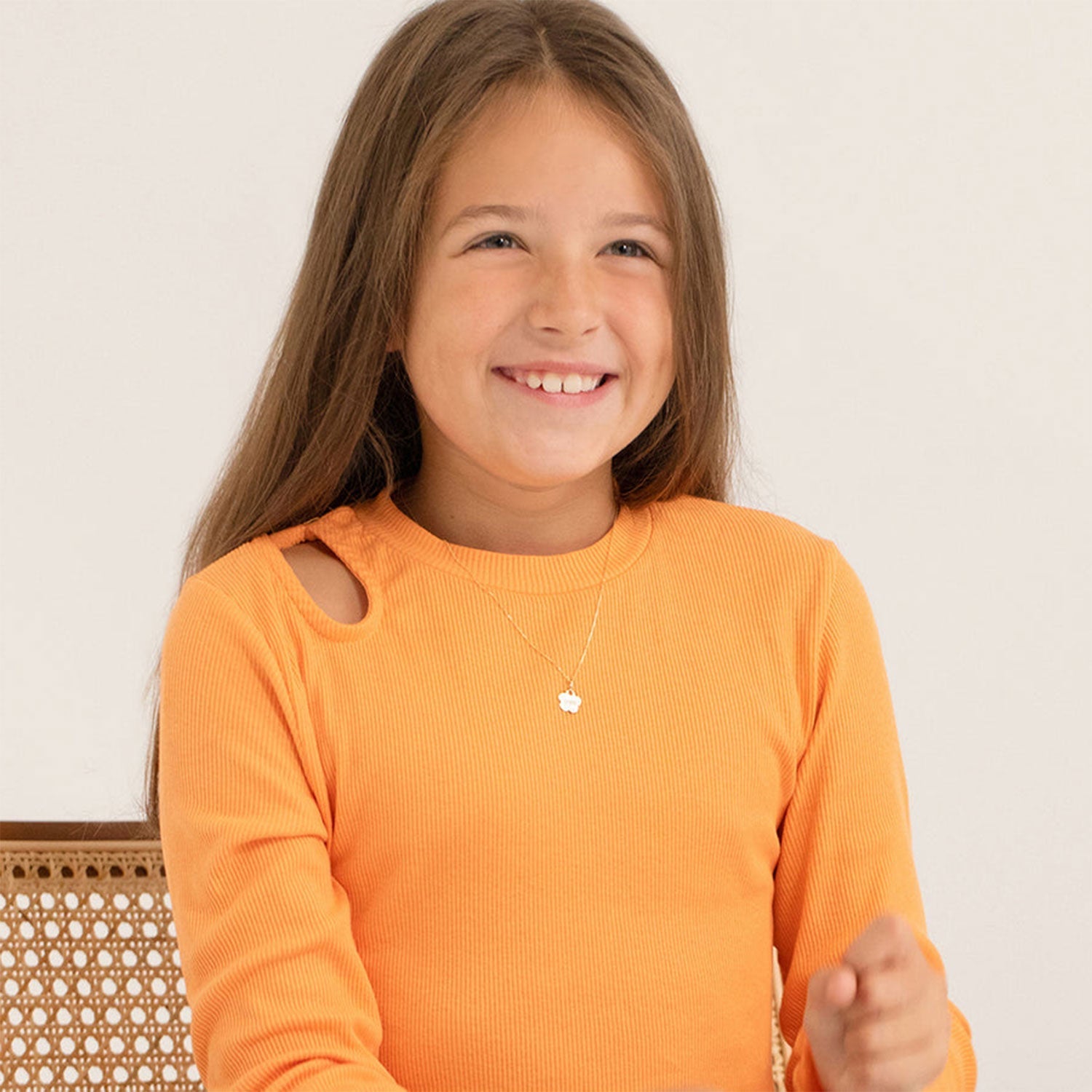 Flower Engraved Name Necklace for Children