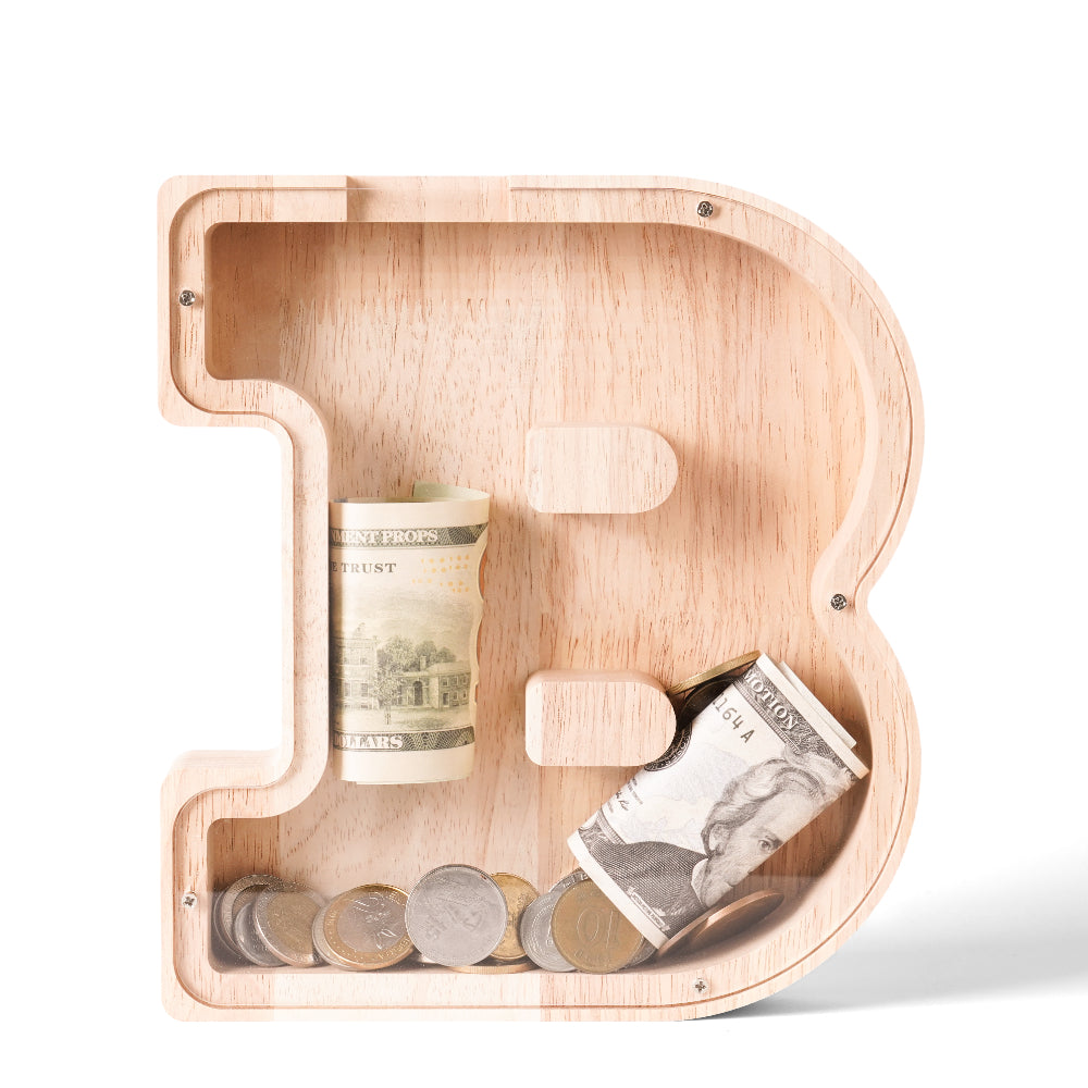 Personalized Wooden Letter Piggy Bank