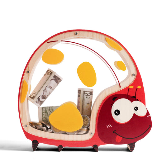 Personalized Wooden Ladybug Piggy Bank for Kids