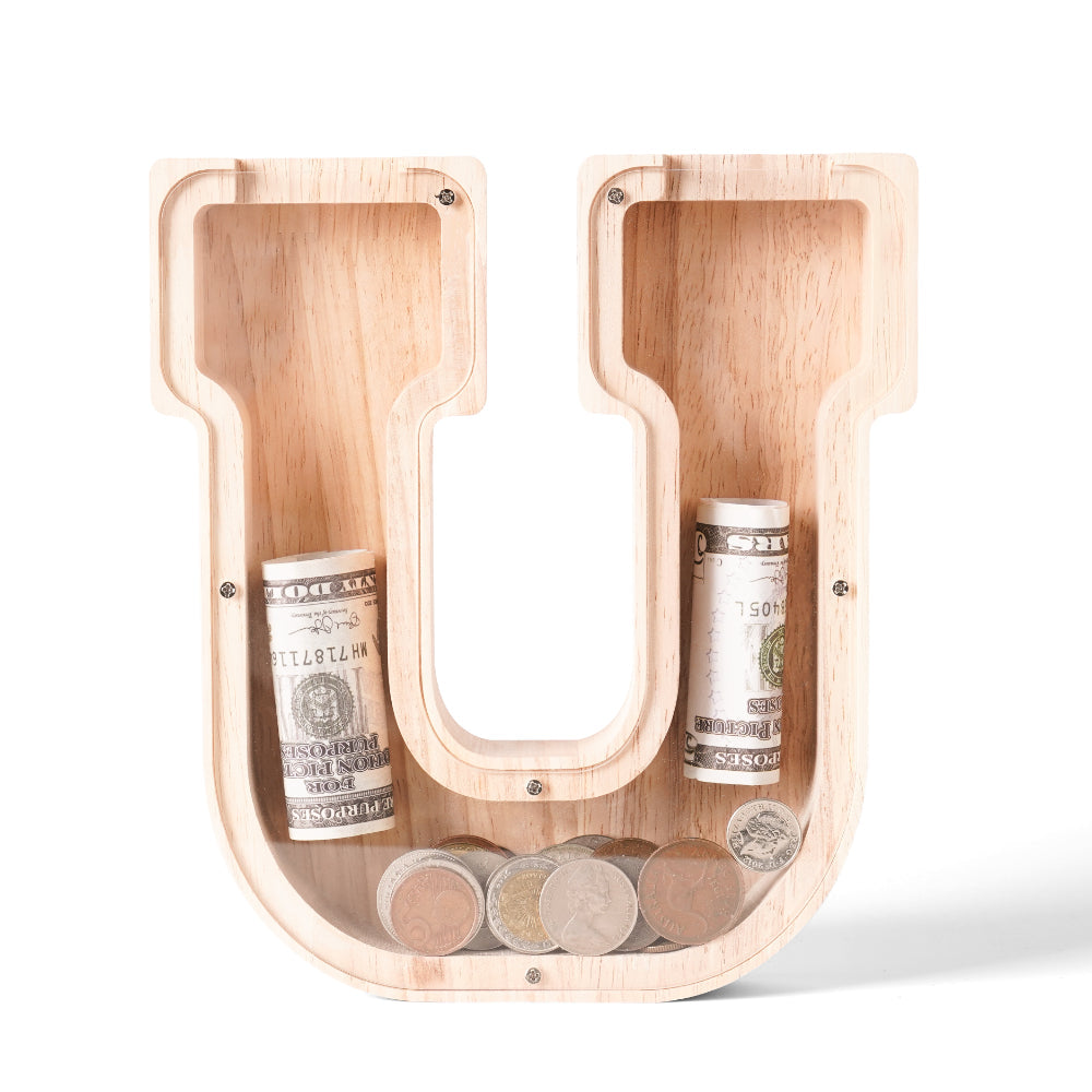 Personalized Wooden Letter Piggy Bank
