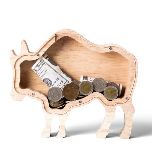 Personalized Wooden Cow Piggy Bank for Kids