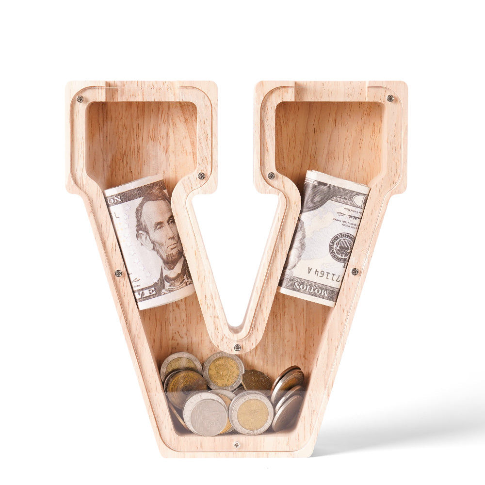 Personalized Wooden Letter Piggy Bank