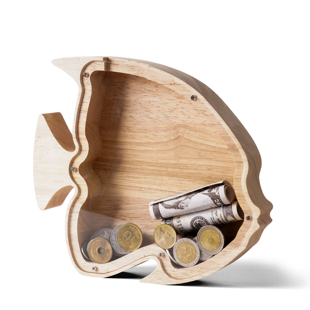 Personalized Wooden Fish Piggy Bank for Kids