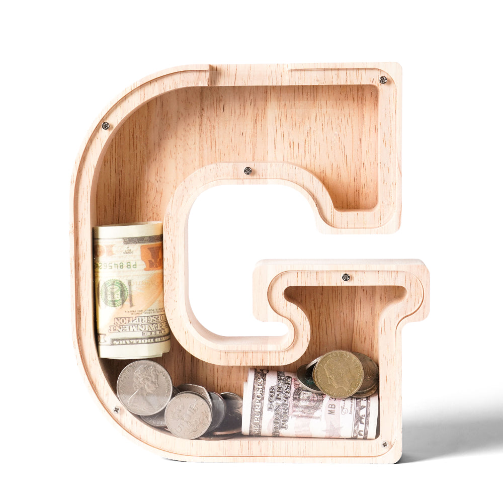 Personalized Wooden Letter Piggy Bank