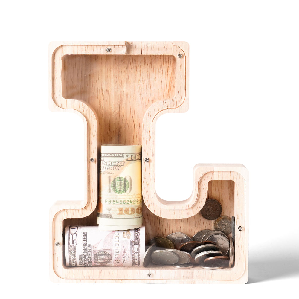Personalized Wooden Letter L Piggy Bank