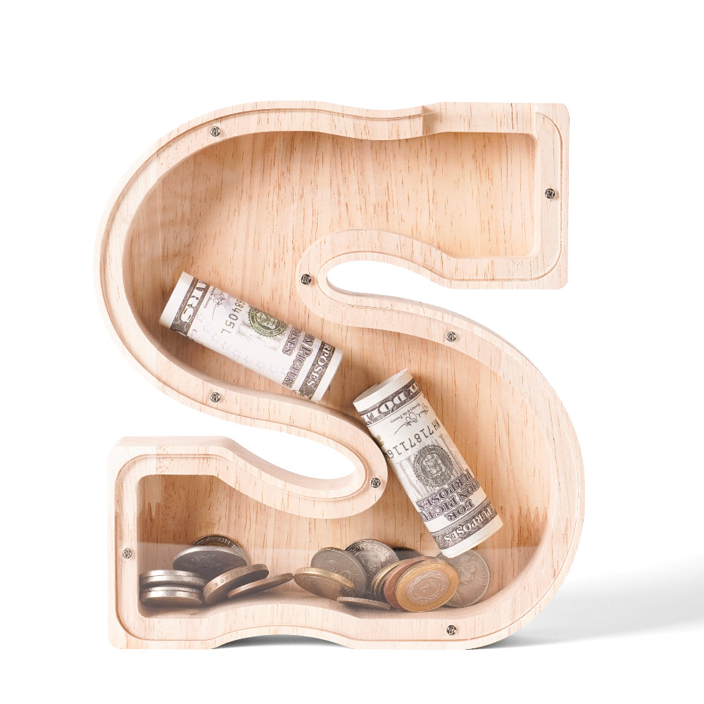 Personalized Wooden Letter Piggy Bank