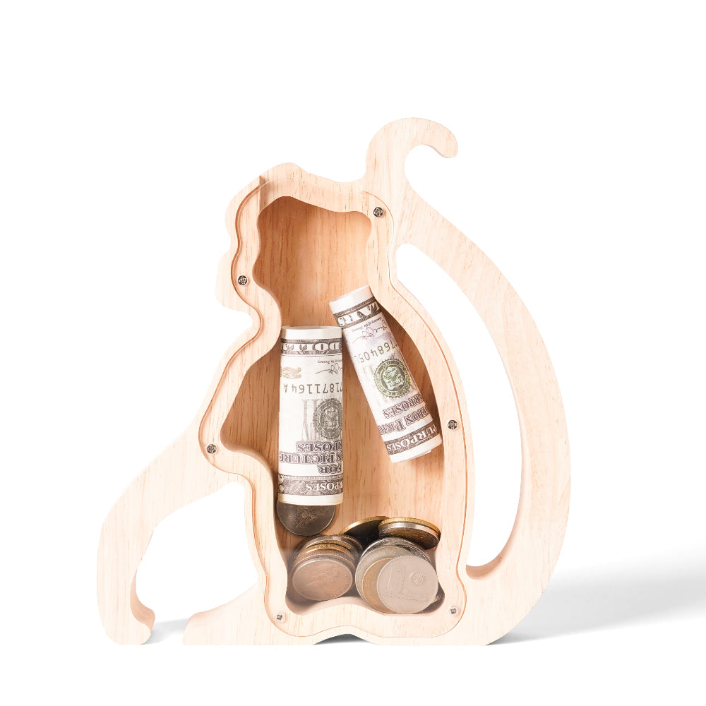 Personalized Wooden Monkey Piggy Bank for Kids