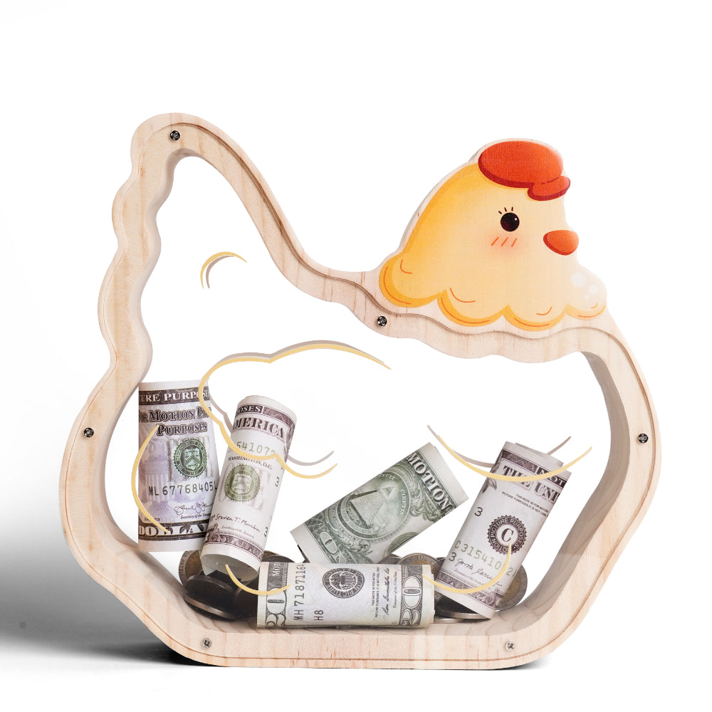 Personalized Wooden Chick Piggy Bank for Kids