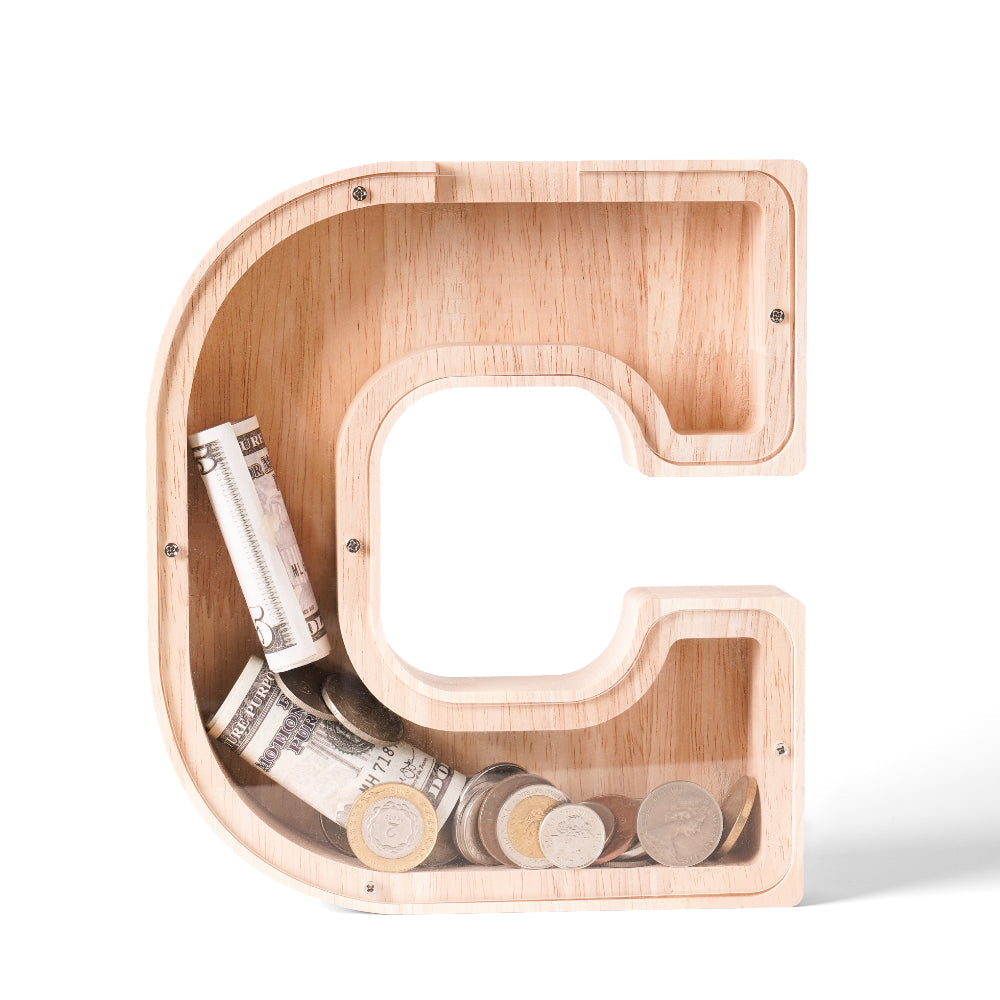 Personalized Wooden Letter C Piggy Bank
