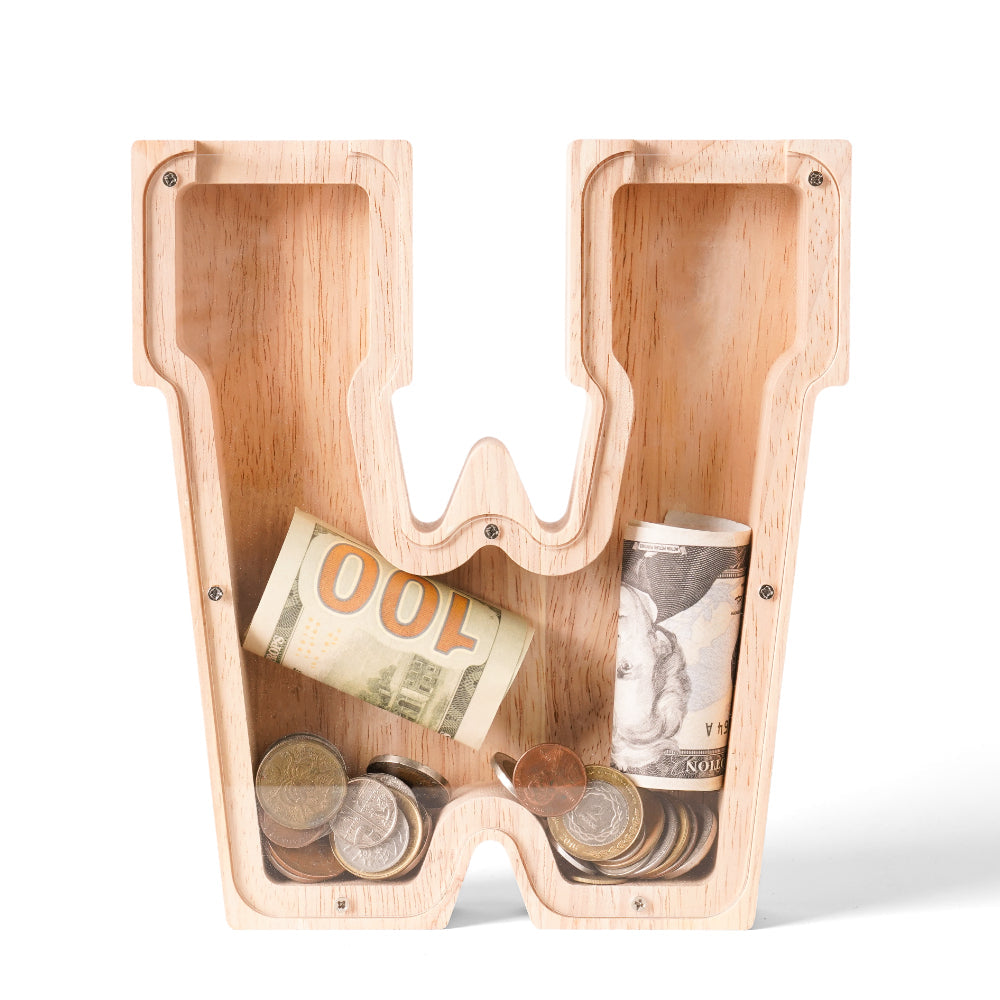 Personalized Wooden Letter Piggy Bank
