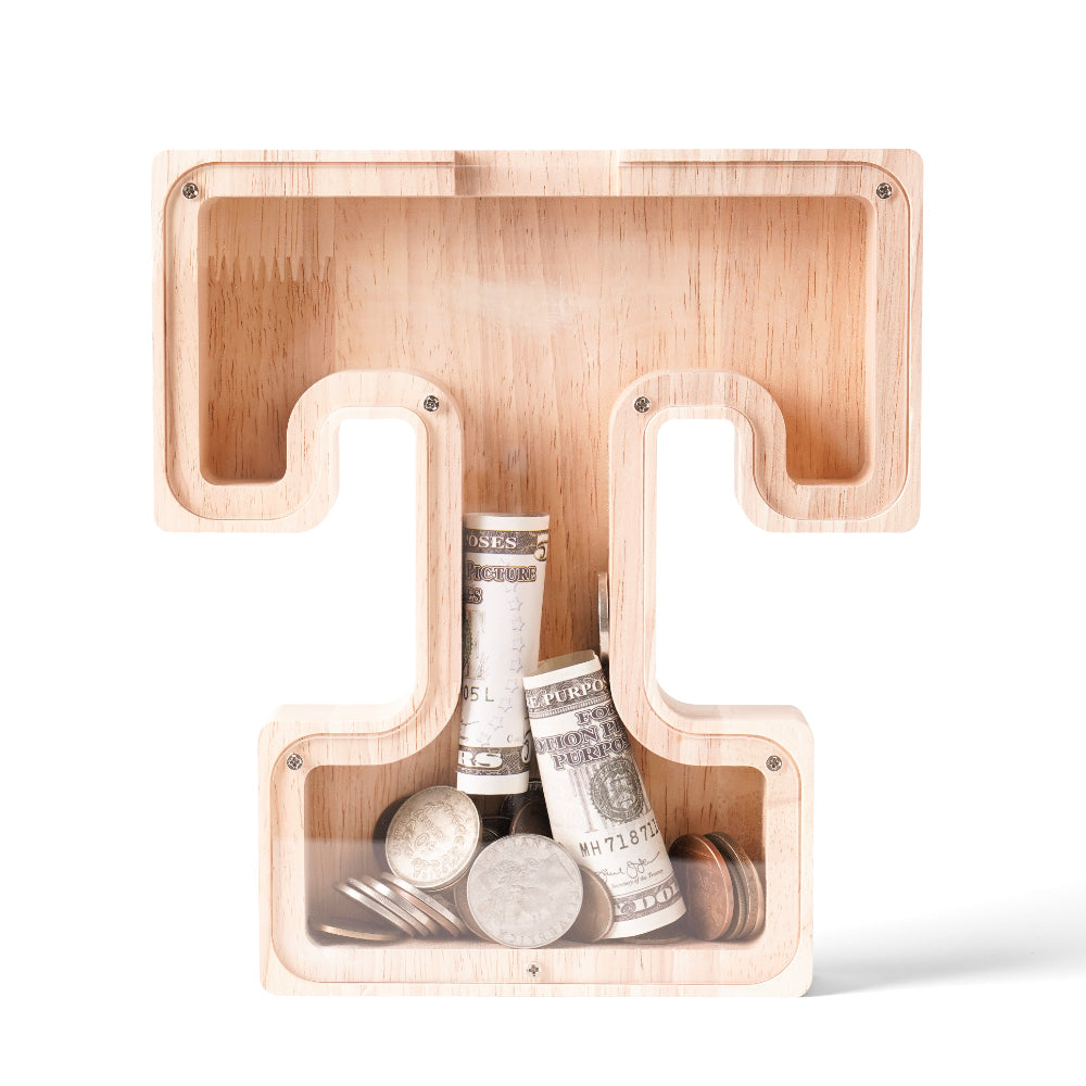 Personalized Wooden Letter Piggy Bank