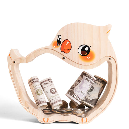 Personalized Wooden Cute Parrot Piggy Bank for Kids