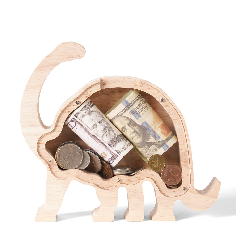 Personalized Wooden Brachiosaurus Piggy Bank for Kids
