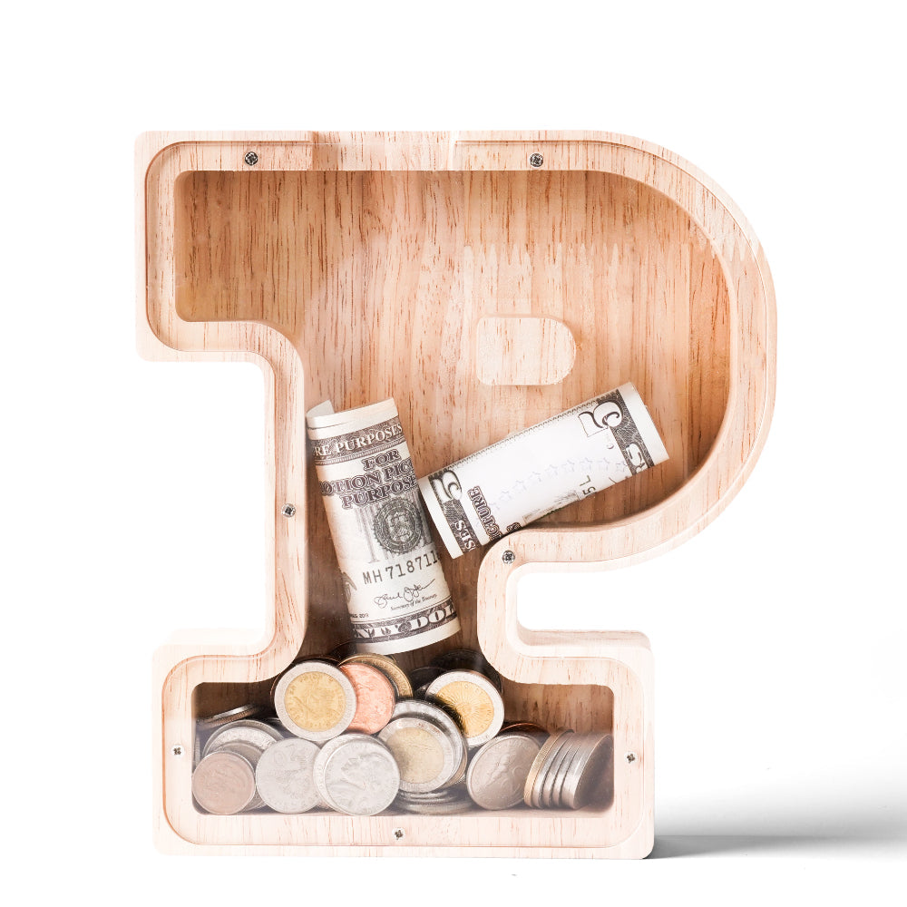 Personalized Wooden Letter Piggy Bank