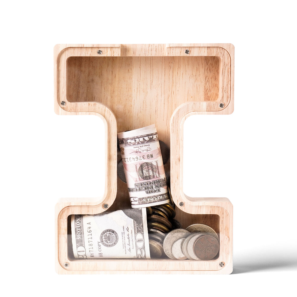 Personalized Wooden Letter Piggy Bank