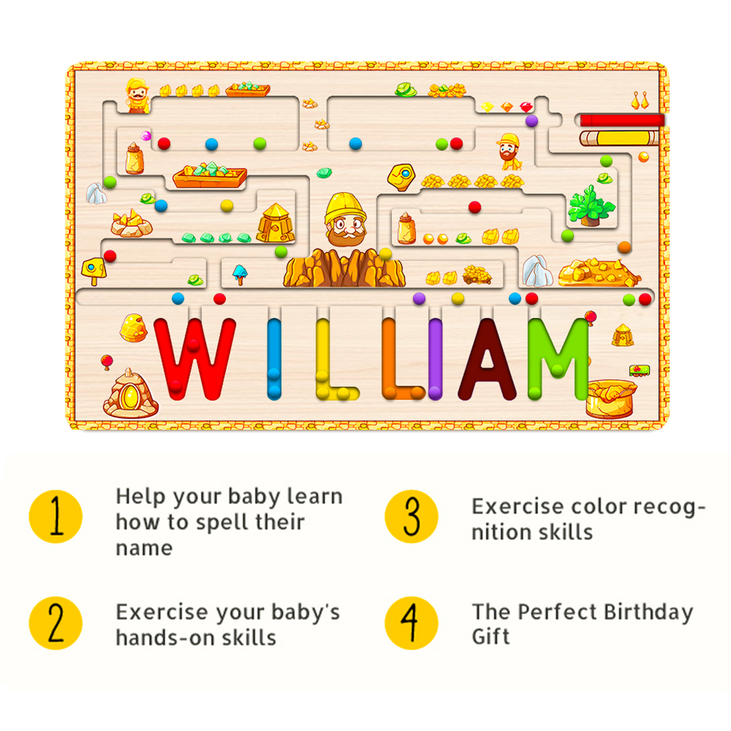 Personalized Wooden Magnetic Maze With Baby Name