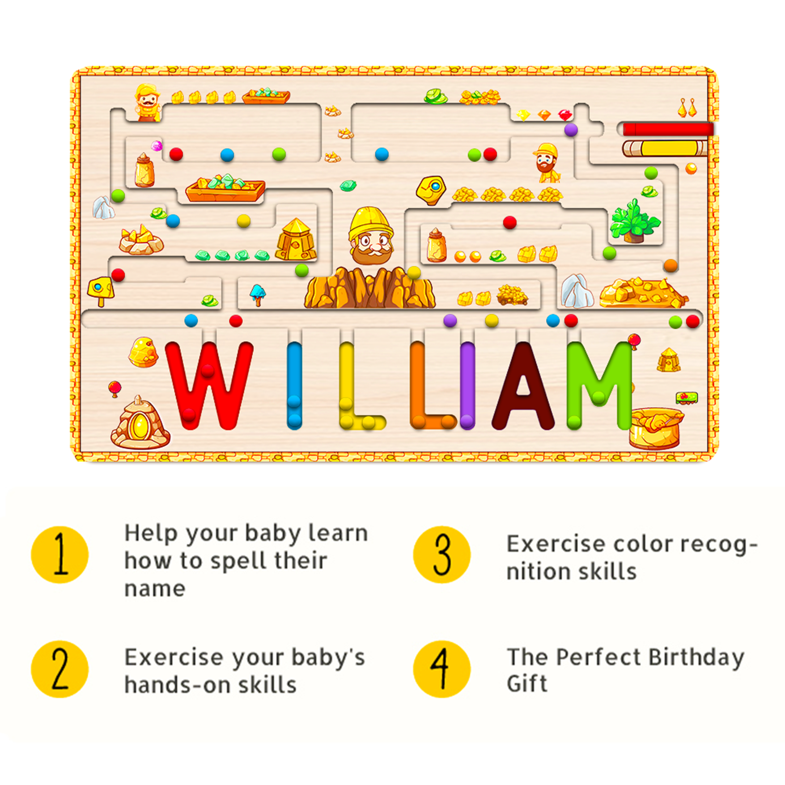 Personalized Wooden Magnetic Maze With Baby Name