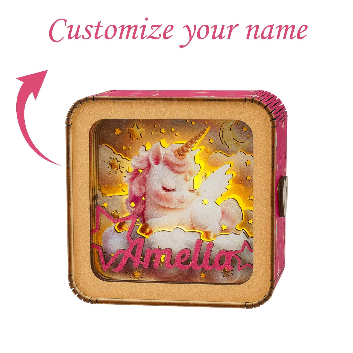 Personalized 3D Wooden Puzzle Baby Night Light - Unicorn