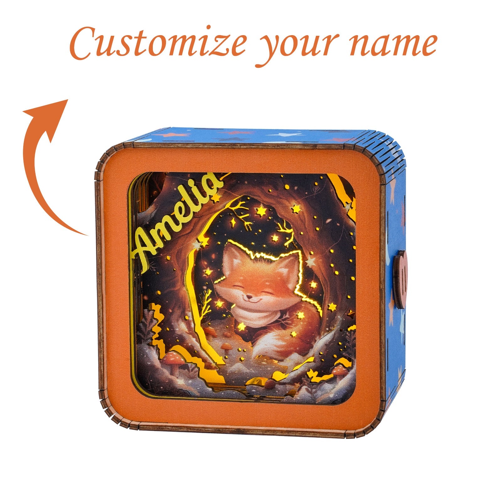Personalized 3D Wooden Puzzle Baby Night Light - Fox Design