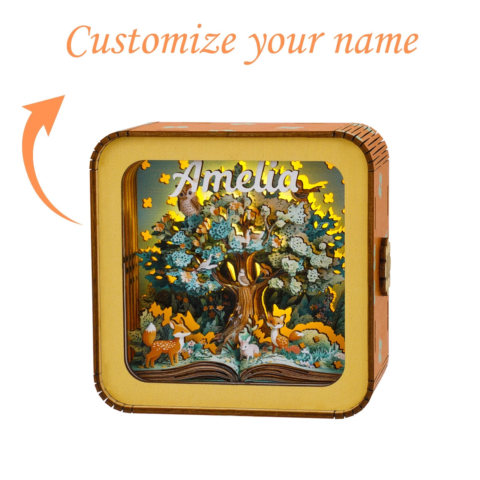 Personalized 3D Wooden Puzzle Baby Night Light - Forest Tree