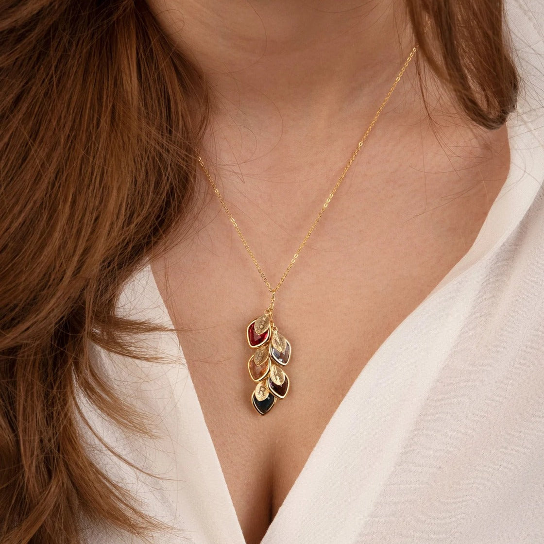Personalized Family Birthstone and Initial Necklace