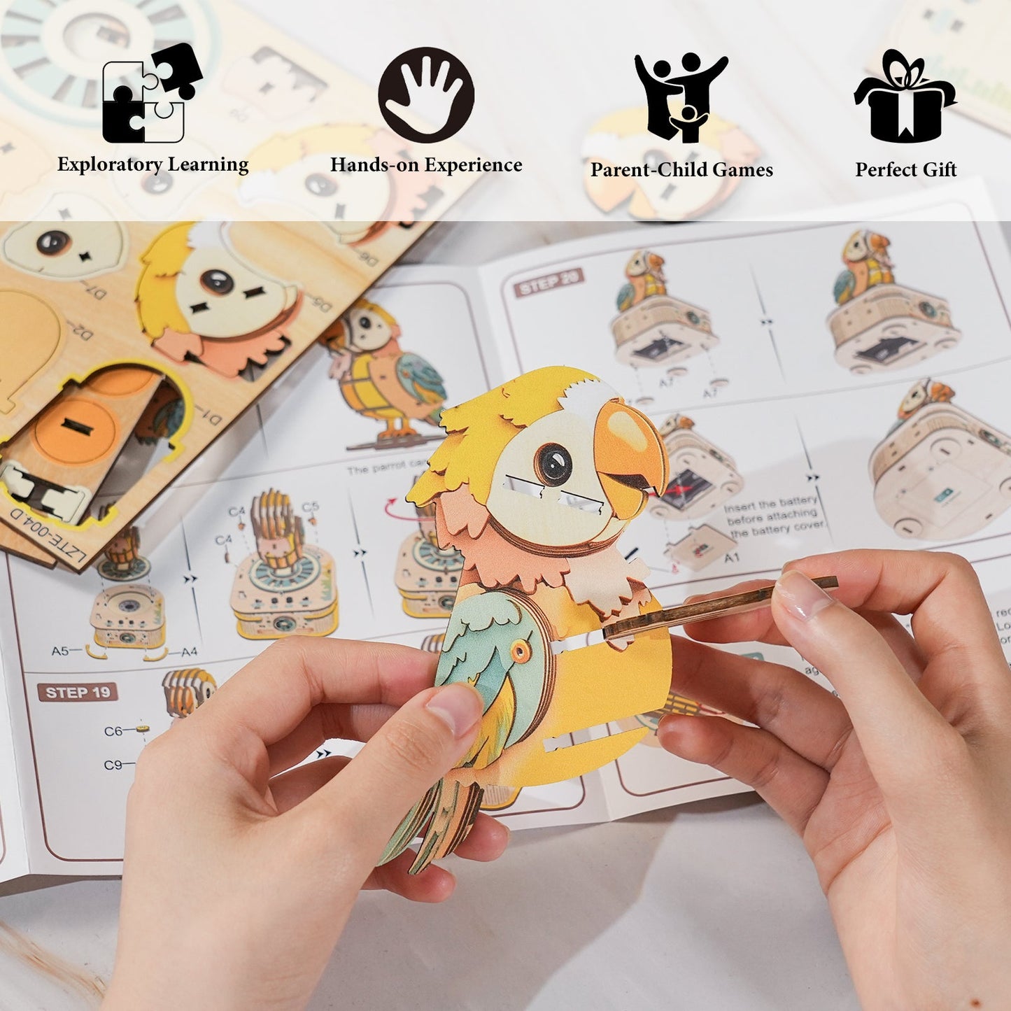 Echo Parrot – 3D DIY Wooden Puzzle Recorder