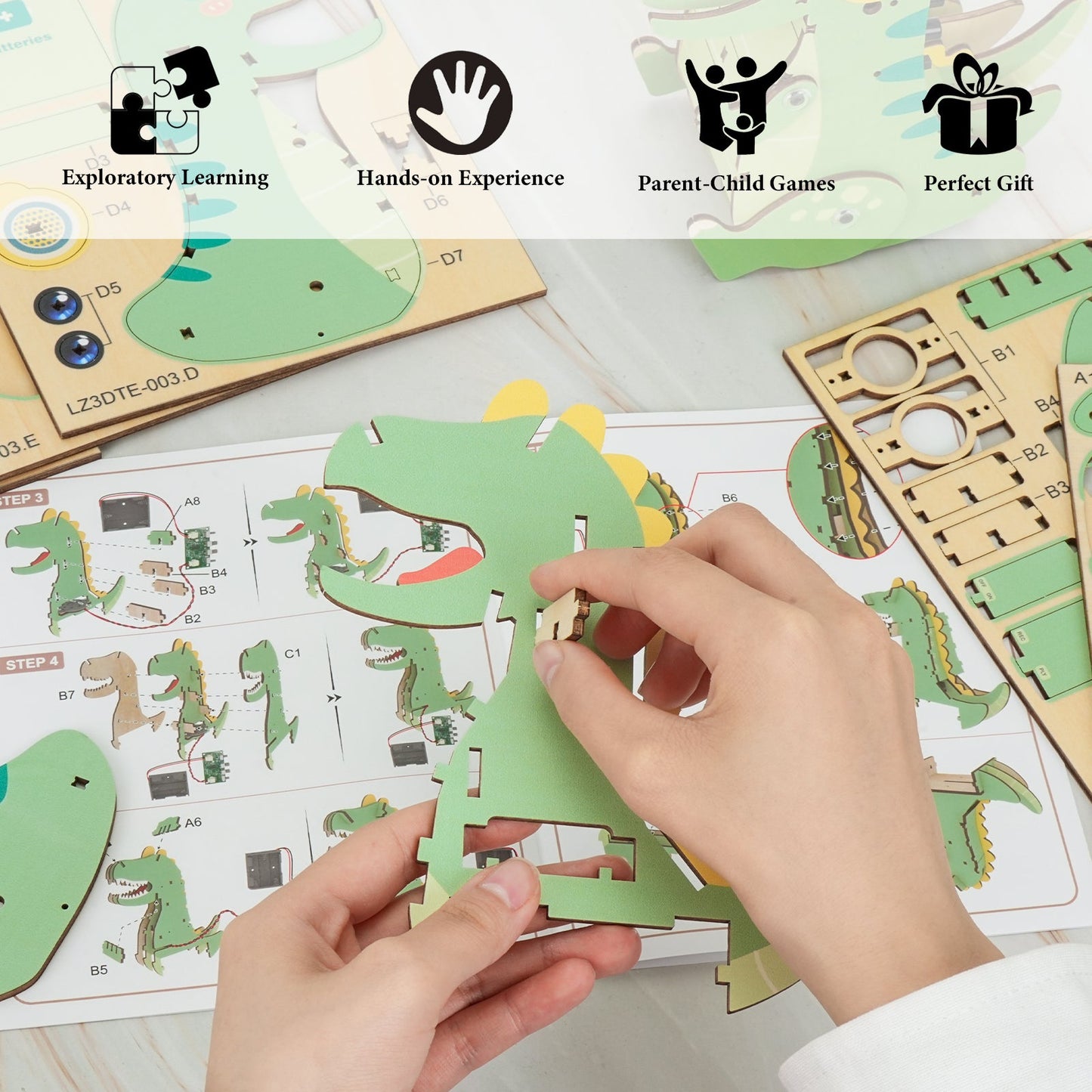 T-Rex Dinosaur – 3D DIY Wooden Puzzle Recorder