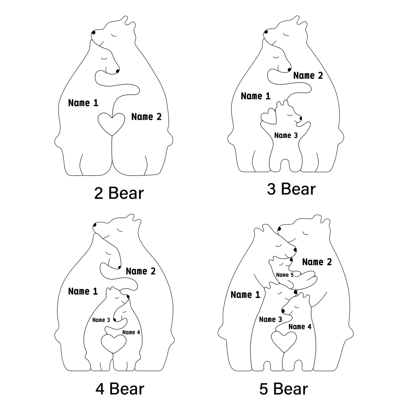 Personalized Bears Name Family Night Light