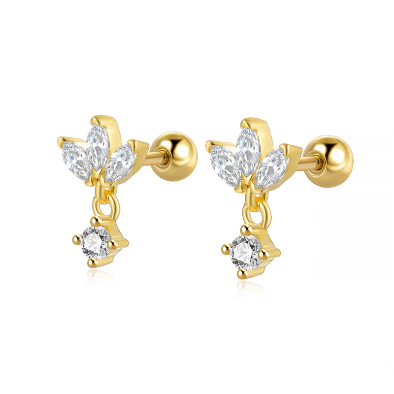 CZ Marquise Floral Dangle Earring for Kids