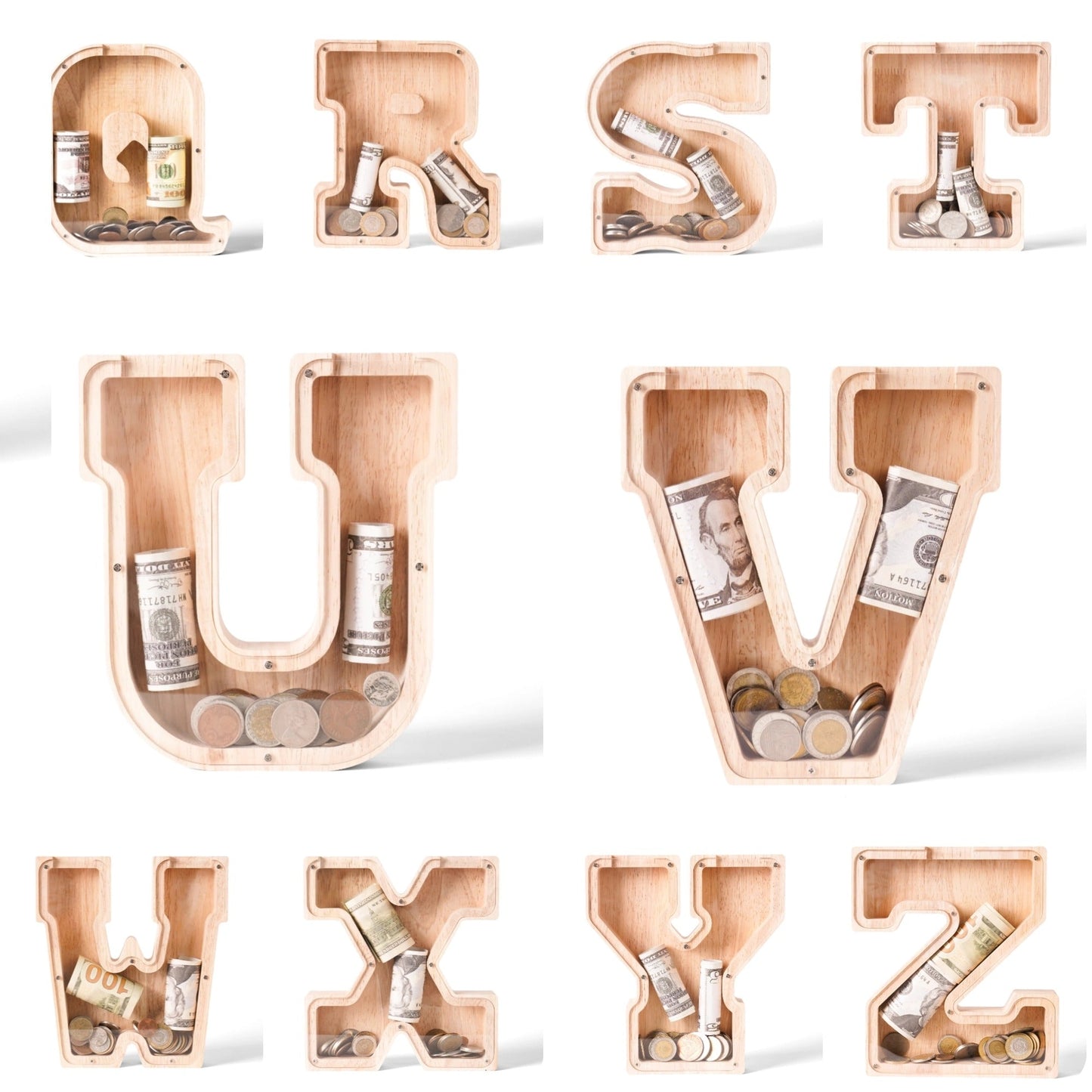 Personalized Wooden Letter Piggy Bank