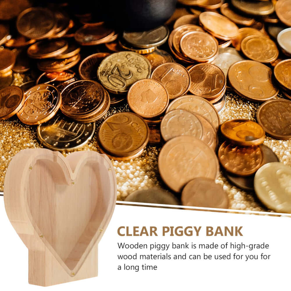 Personalized Wooden Heart Shaped Piggy Bank