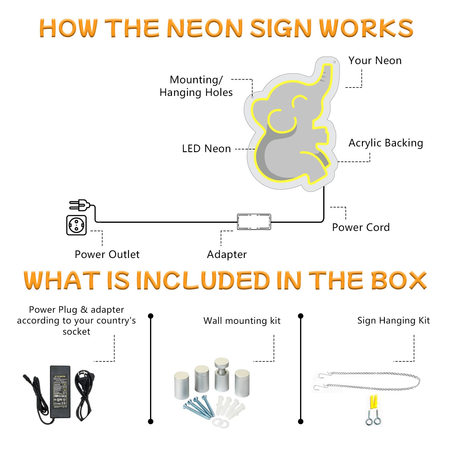 Cute Elephant Neon Sign