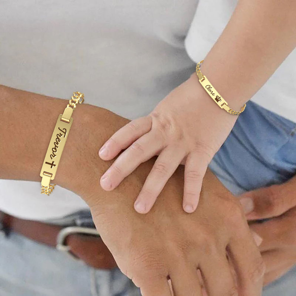 Dad and Baby Name Bracelet Family Set