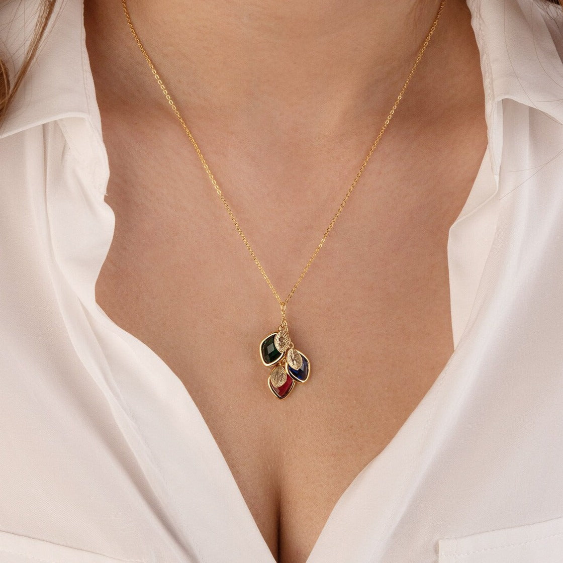 Personalized Family Birthstone and Initial Necklace