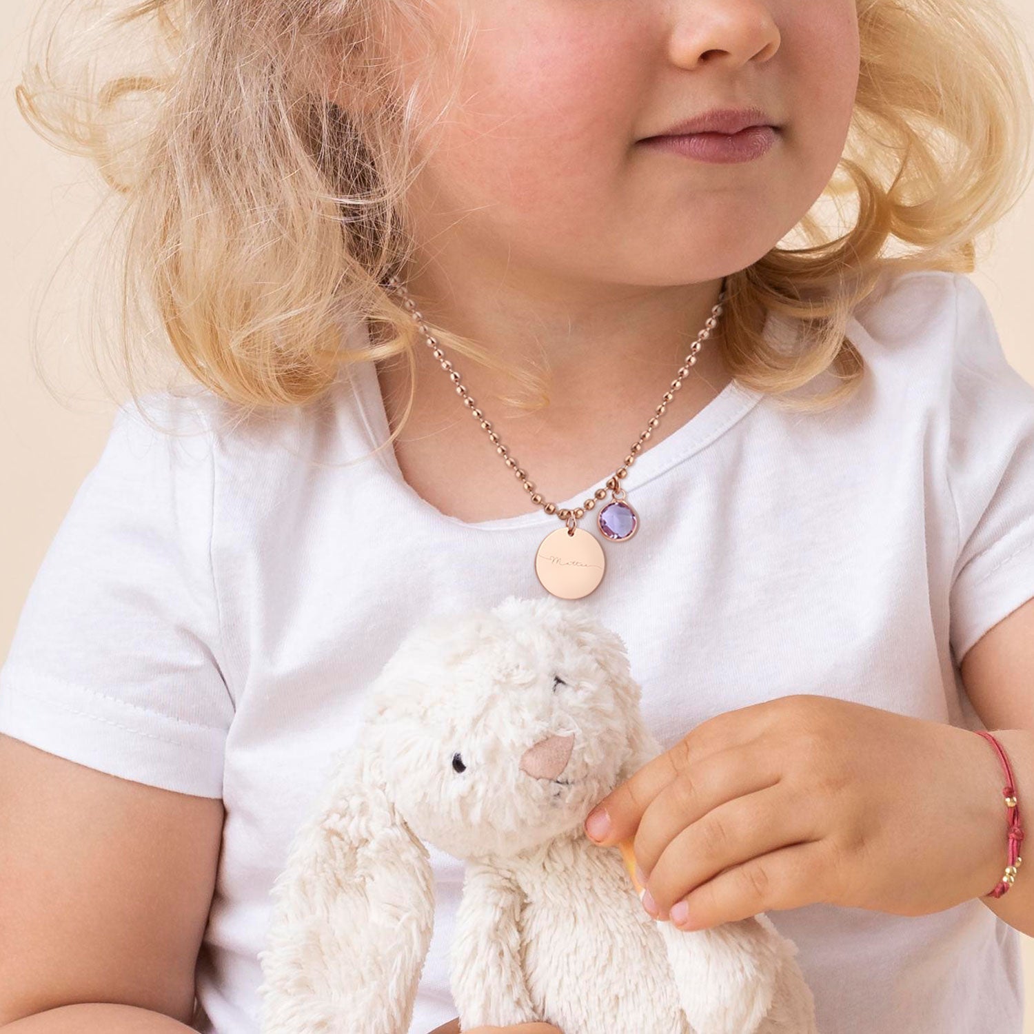 Custom Kids Name and Birthstone Charm Necklace