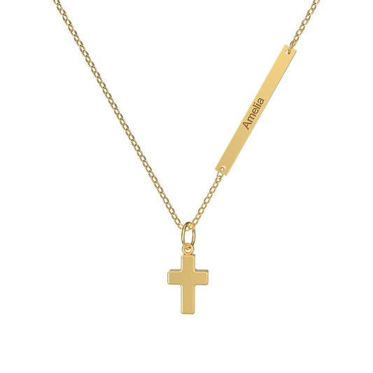 Tiny Cross Personalized Kids Name Necklace