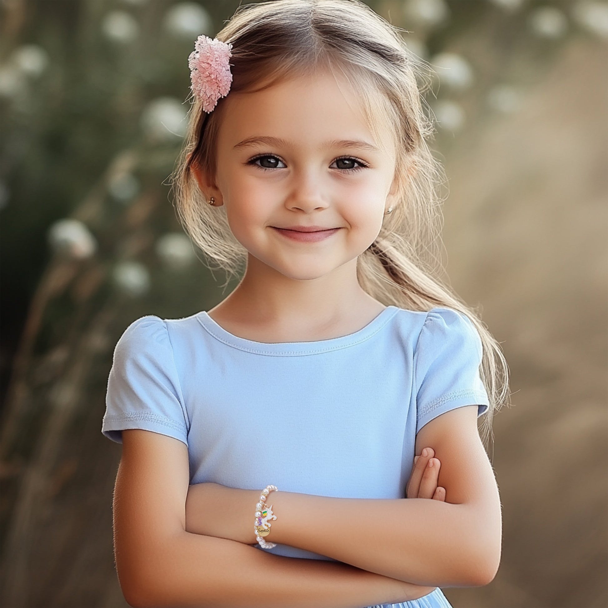 Unicorn Personalized Children's Name Pearl Bracelet