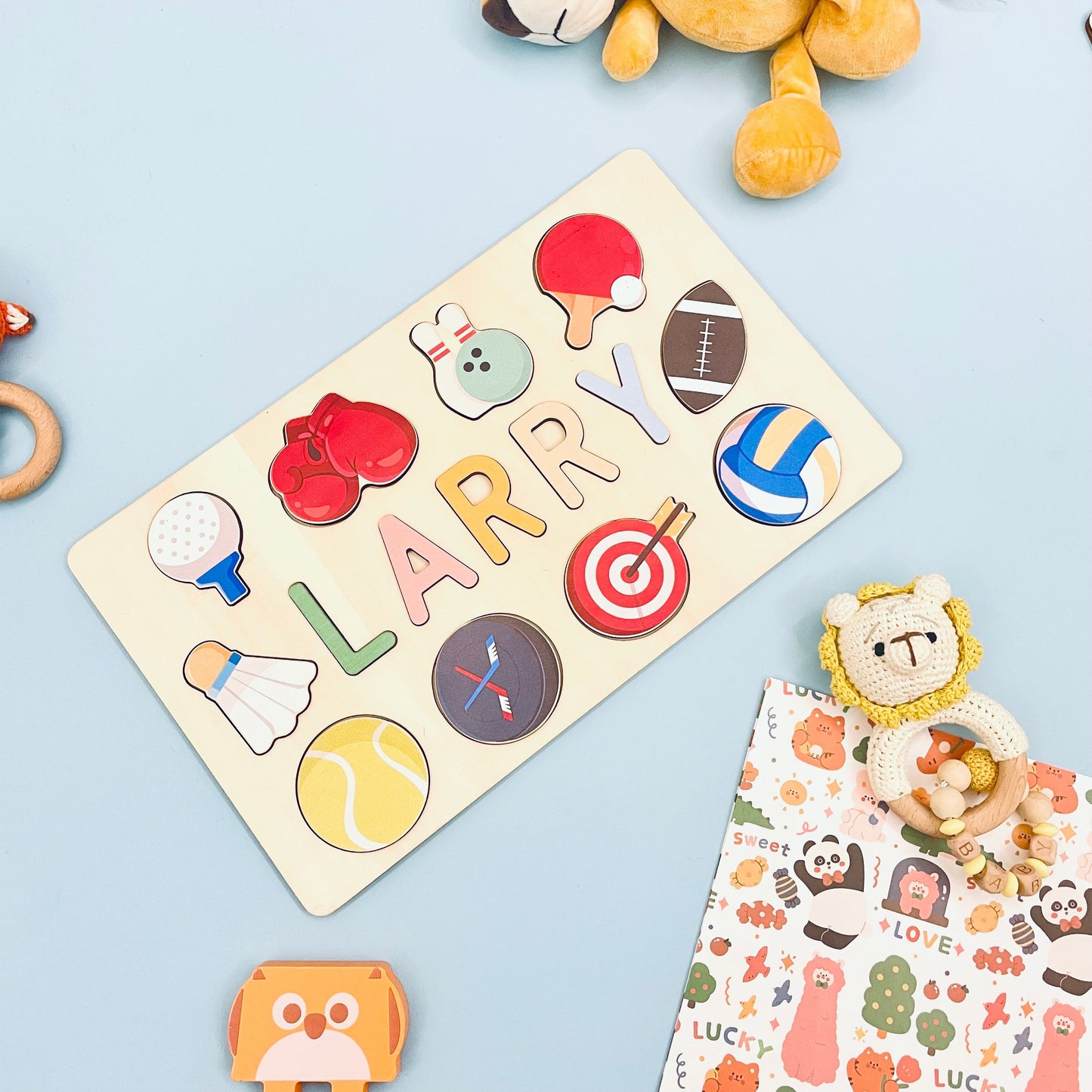 Custom Wooden Baby Name Puzzle with Balls