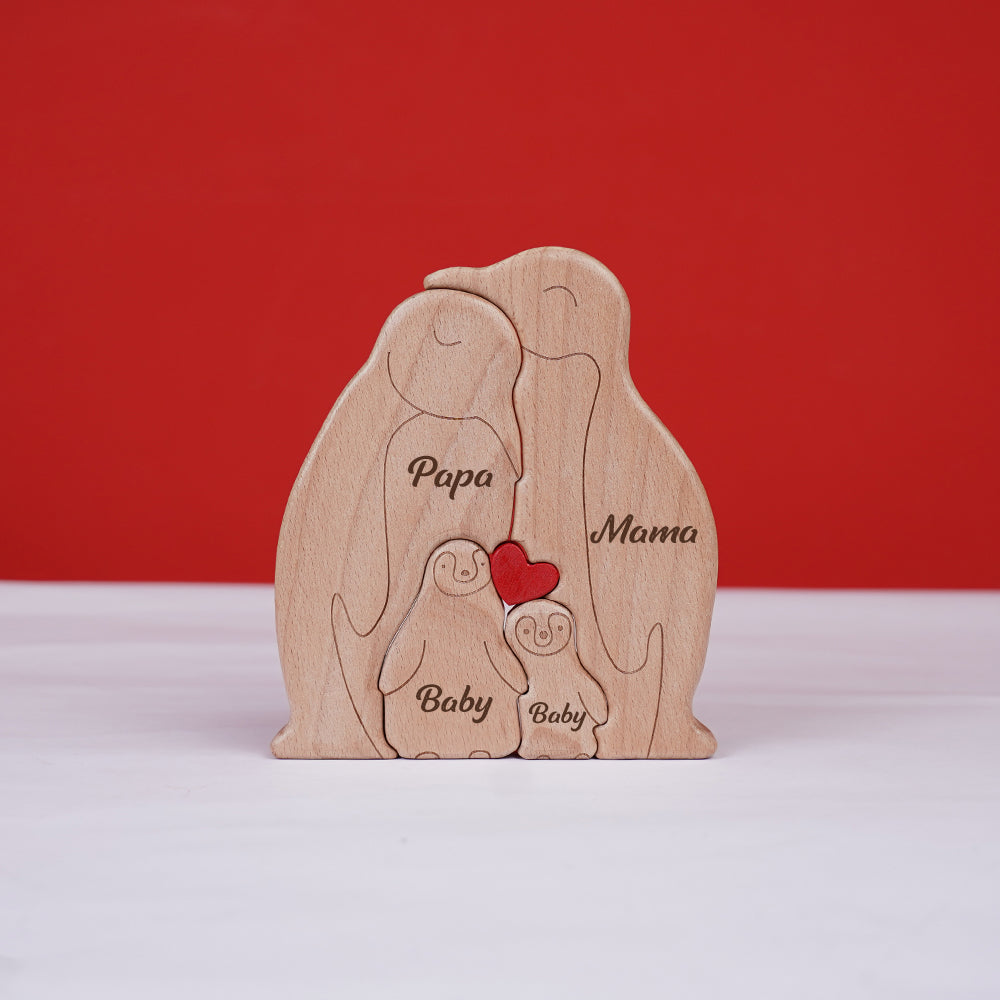 Personalized Family Name Puzzle Decor - Penguins