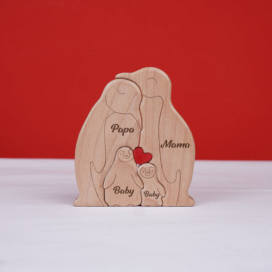 Personalized Family Name Puzzle Decor - Penguins