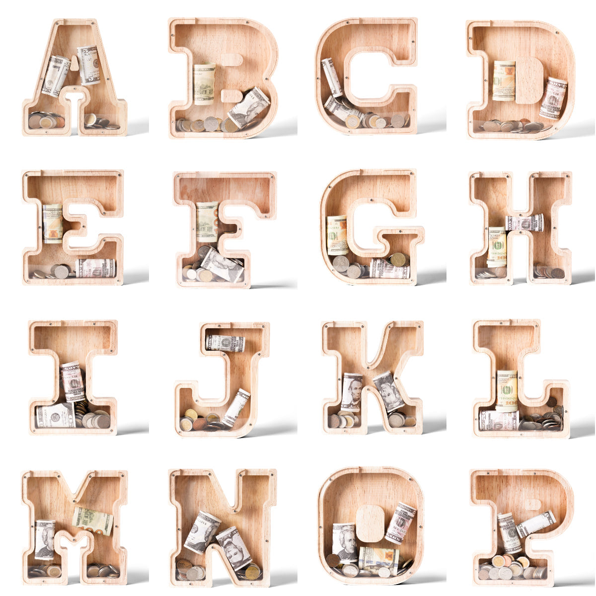 Personalized Wooden Letter Piggy Bank