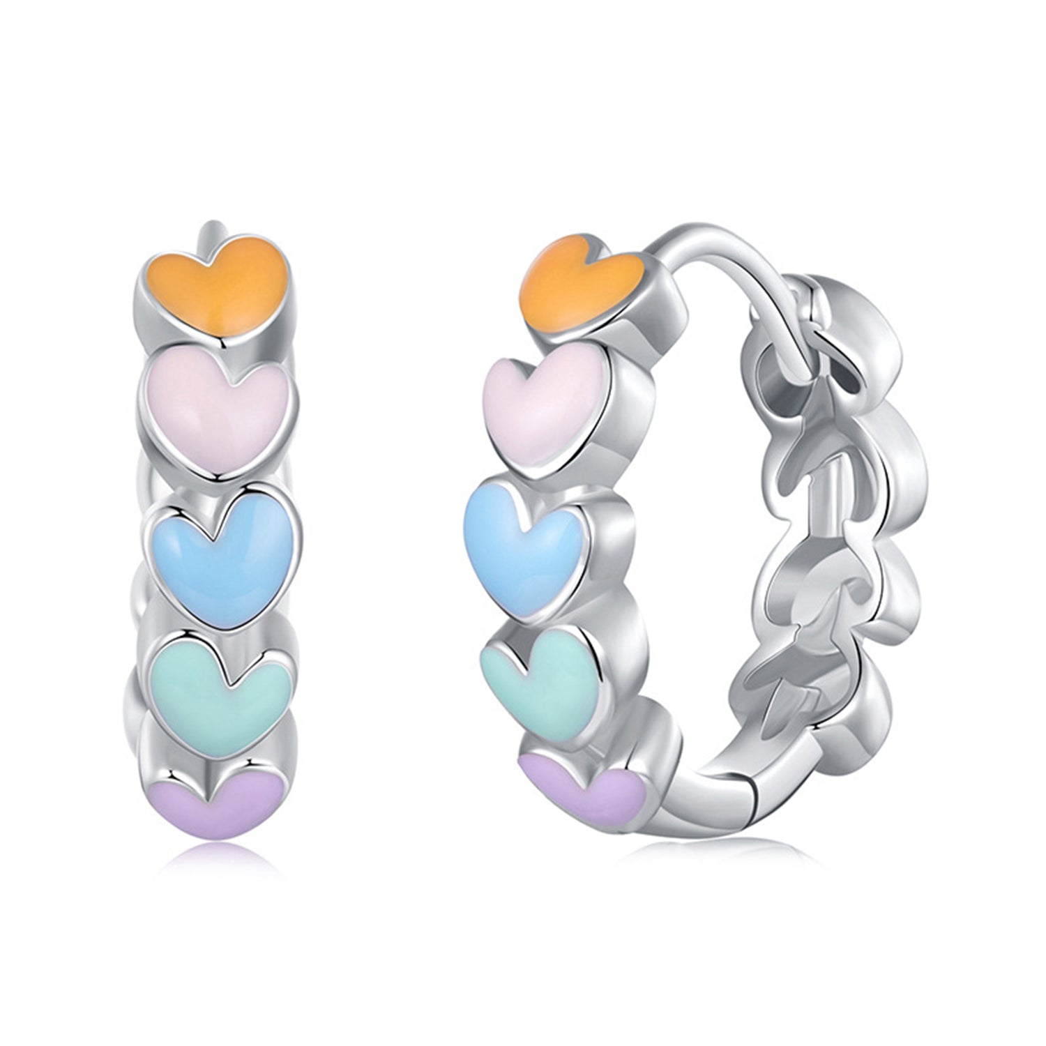 Girls Dreamy Pastel Heart Huggie Hoops