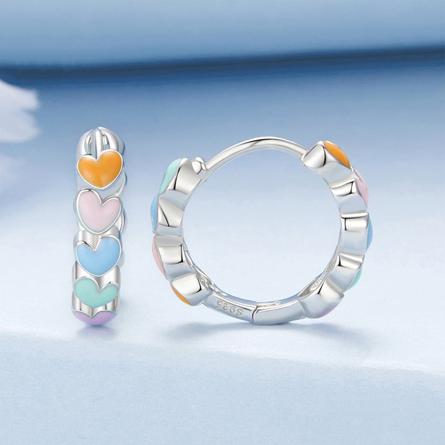 Girls Dreamy Pastel Heart Huggie Hoops