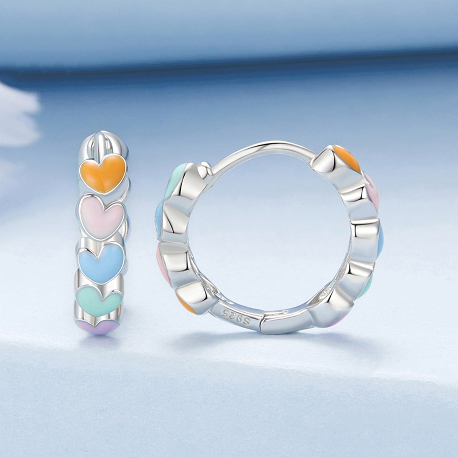 Girls Dreamy Pastel Heart Huggie Hoops