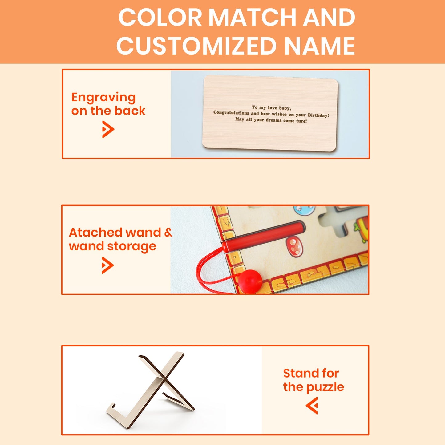 Personalized Wooden Magnetic Maze With Baby Name